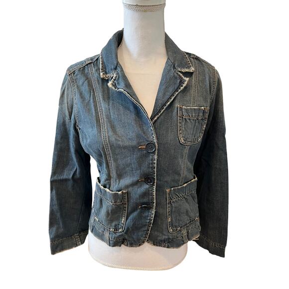 Vintage Abercrombie & Fitch Y2K Denim Blazer Jacket M - Picture 1 of 6